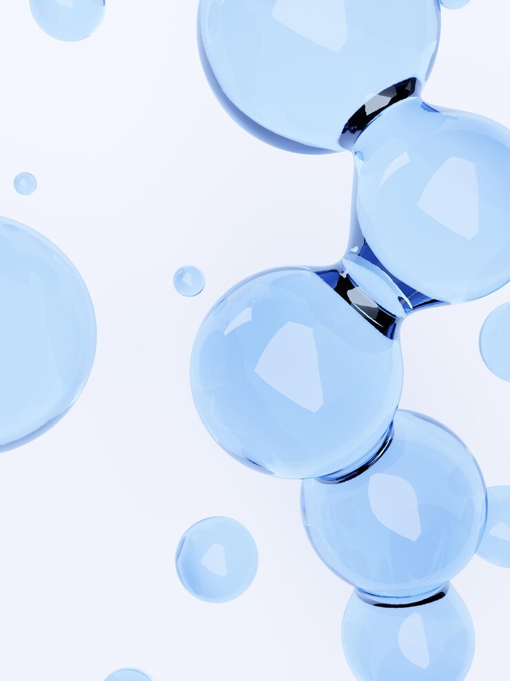 Foto de estudio de renderizado 3D Fondo de gotas de agua azul claro para alimentos y bebidas de belleza para el cuidado de la piel