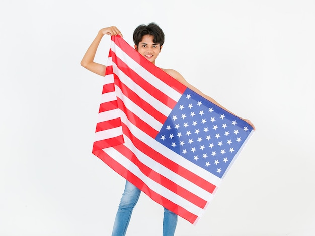 Foto de estudio de retrato de un joven asiático LGBT gay bisexual homosexual masculino