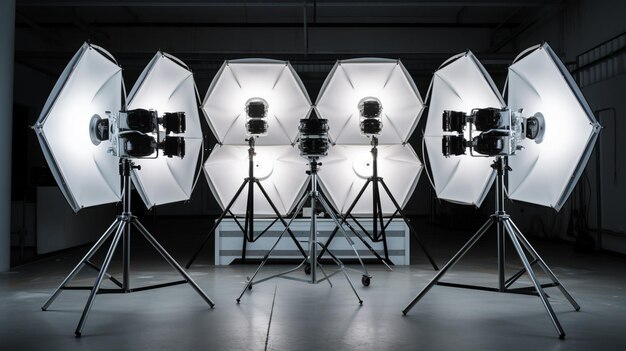 foto de estudio vacía con una silla blanca