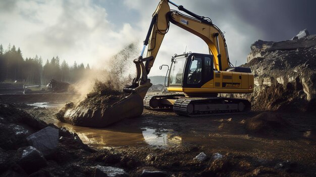 Una foto de una excavadora cavando una fundación