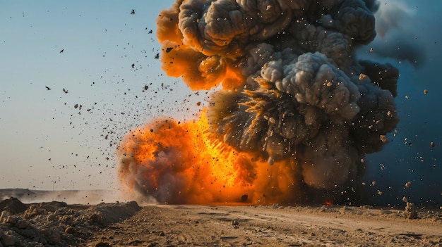 Foto de la explosión que ocurrió en el campo de batalla en el Medio Oriente