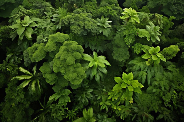 Foto de un exuberante dosel de la selva tropical desde arriba IA generativa