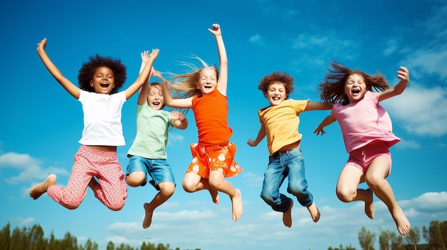 Foto foto f felicidad y libertad en la infancia con niños lindos.