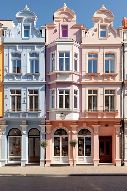 Foto foto de fachada posmoderna con mezcla ecléctica de estilos arquitectónicos en blanco diseño creativo limpio