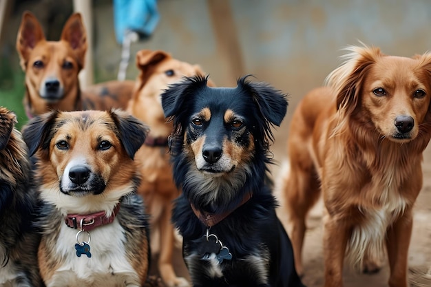 Foto foto familia de animales de un grupo de perros