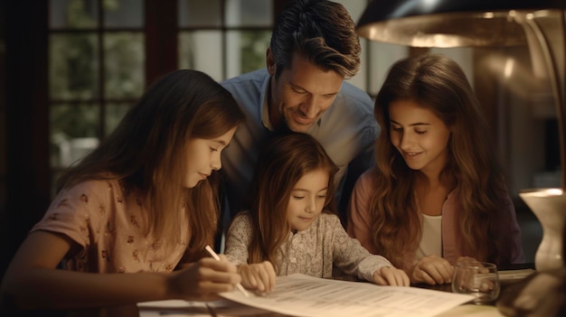 Una foto de una familia discutiendo sobre deducciones fiscales.