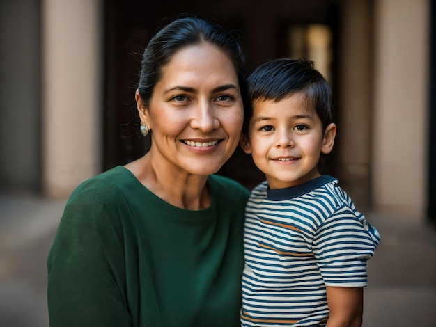 foto de una familia feliz madre e hijo IA generativa