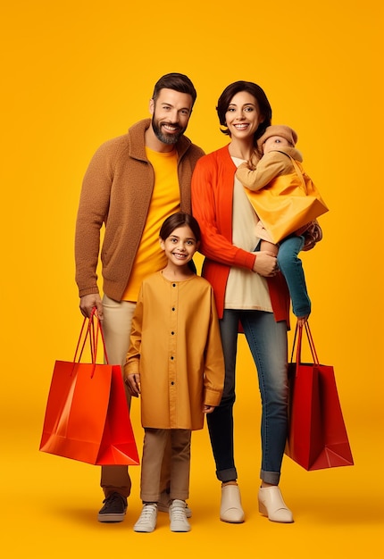 Foto de una familia hermosa y feliz comprando juntos