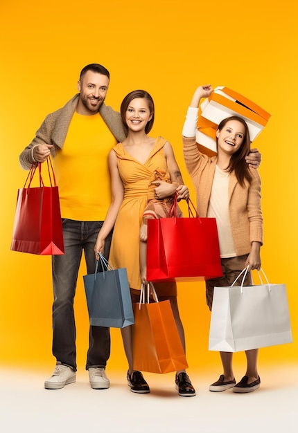 Foto de una familia hermosa y feliz comprando juntos