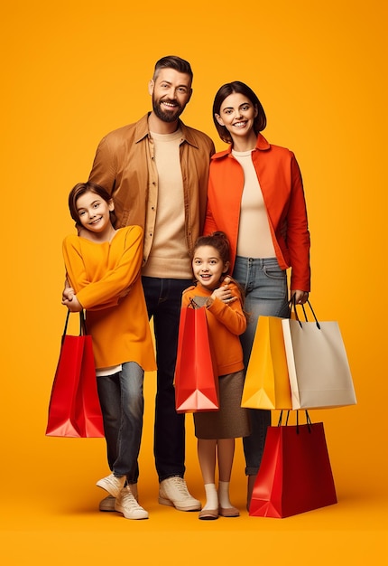 Foto de una familia hermosa y feliz comprando juntos