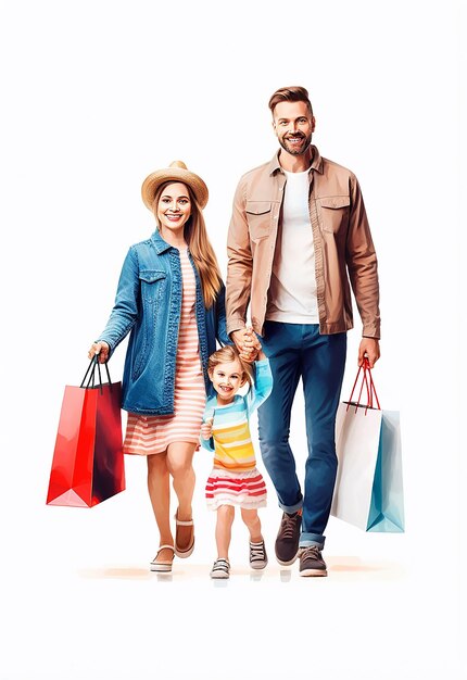 Foto de una familia hermosa y feliz comprando juntos