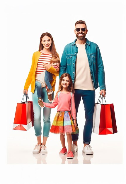 Foto de una familia hermosa y feliz comprando juntos