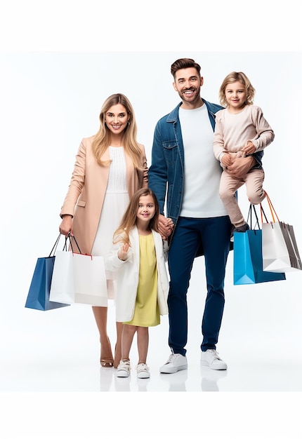 Foto de una familia hermosa y feliz comprando juntos