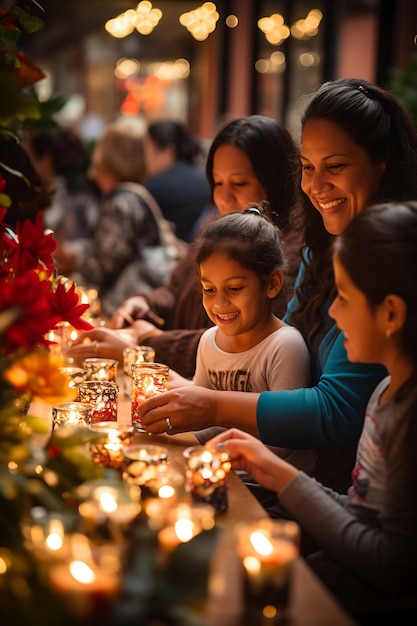 Foto de familias que se reúnen en sus hogares para participar en la Novena Festiva de Colombia Vibrant