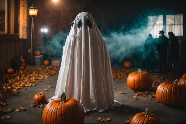 foto de fantasma de halloween y calabaza