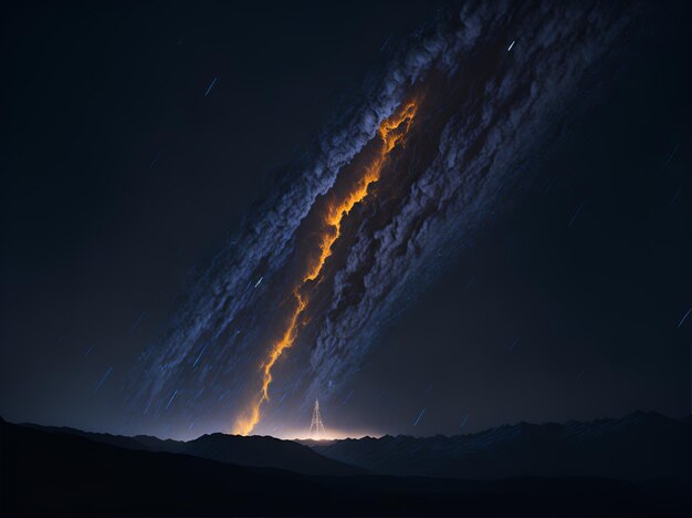 Una foto fascinante de una nube imponente con relámpagos electrizantes que iluminan el cielo.