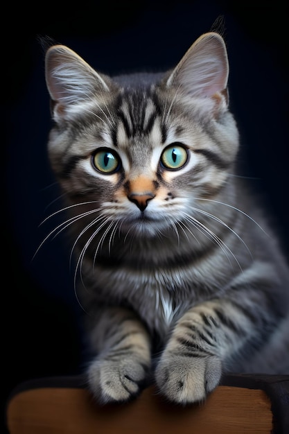 Foto felina de um gato tabby cinzento
