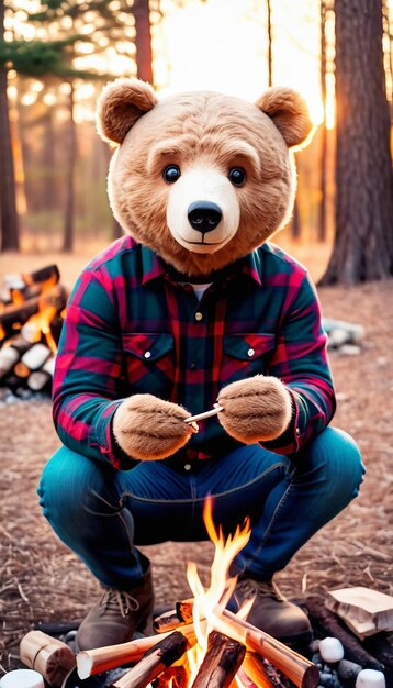 Foto foto feliz día de san valentín hombre niño oso de peluche maduro hombre guapo animal amor corazón dibujado animado