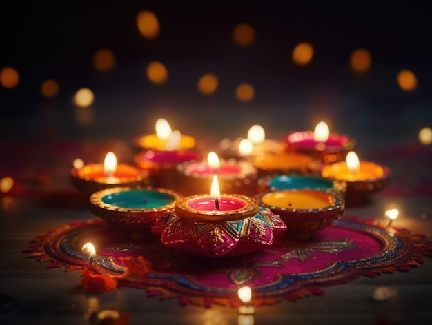 Foto feliz diwali fondo del festival indio con velas día de diwali feliz día de diwali