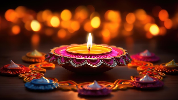 Foto foto feliz diwali fondo del festival indio con velas día de diwali feliz día de diwali