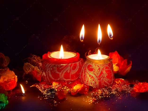 Foto feliz festival indiano de diwali fundo com velas dia de diwali feliz dia de diwali