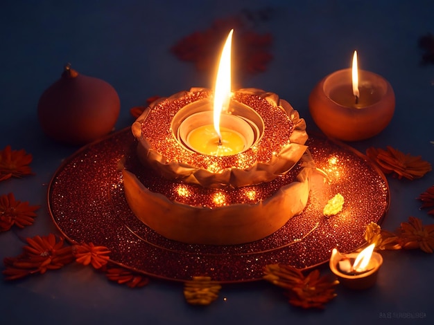Foto feliz festival indiano de diwali fundo com velas dia de diwali feliz dia de diwali