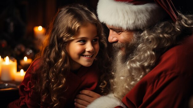 Foto de un feliz Papá Noel mirando a la cámara