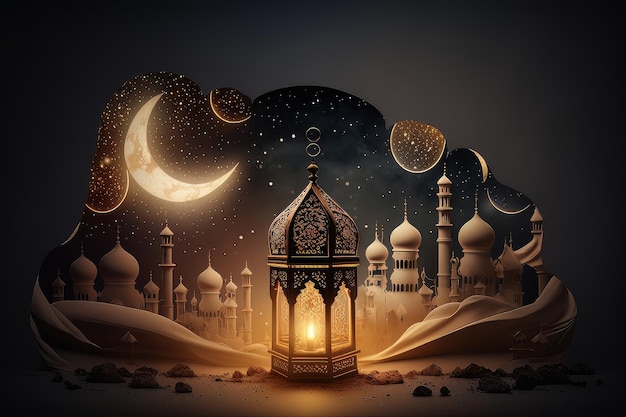 Foto festiva ramadan kareem fondo Ilustración AI Generativo