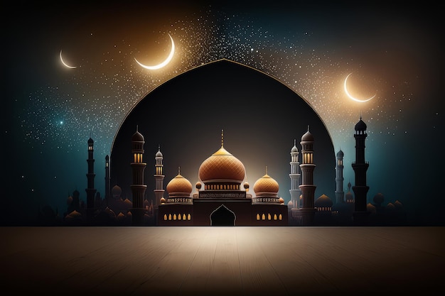 Foto festiva ramadan kareem fondo Ilustración AI Generativo