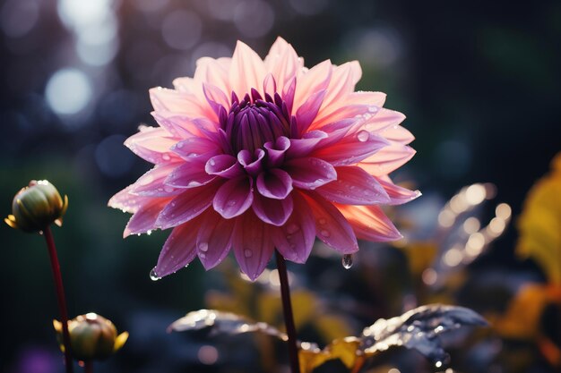 Una foto de una flor en un jardín botánico trascendente