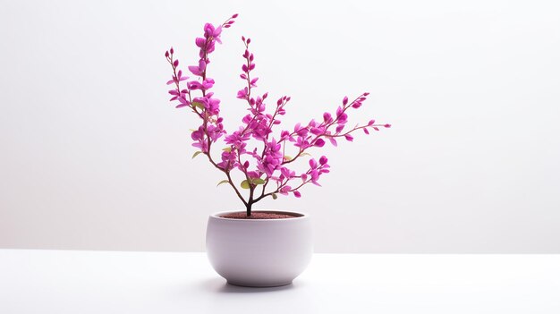 Foto de flor Redbud en maceta aislada sobre fondo blanco