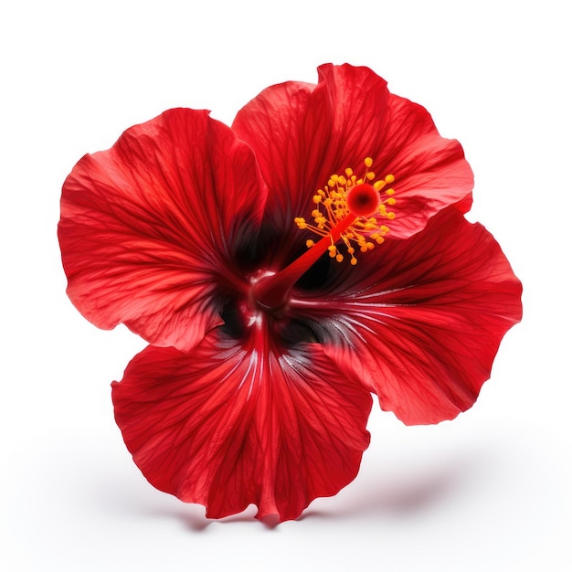 Foto foto de una flor roja de hibisco aislada sobre un fondo blanco