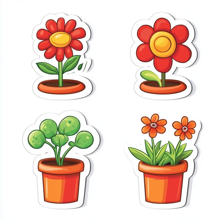 Foto una foto de flores y plantas con una foto de ellas que dice "cotas en macetas"