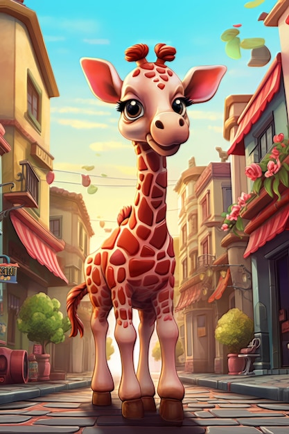 Foto fofo bebê girafa