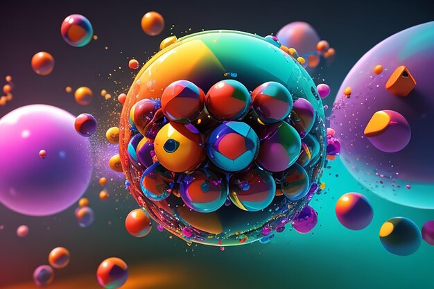 Foto de fondo abstracto de átomos en movimiento Ilustración 3d de alta calidad