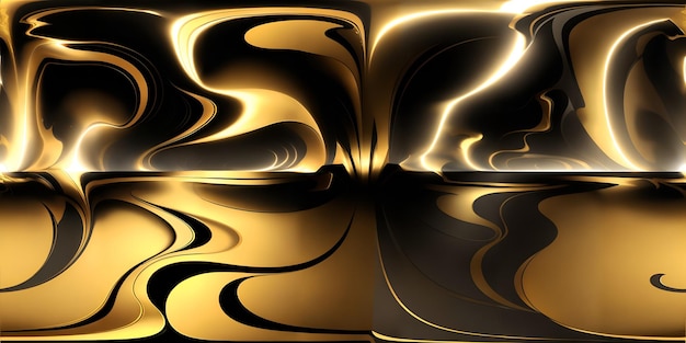 Foto de un fondo abstracto dorado y negro con curvas elegantes