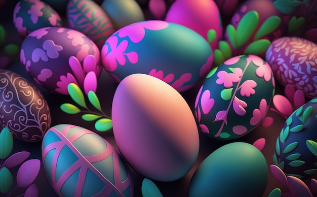 foto de fondo de huevos de pascua coloridos