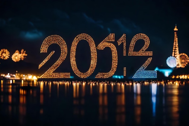 Foto de fondo muy bonita foto hermosa vista colorida feliz año nuevo 2024 Ai generado