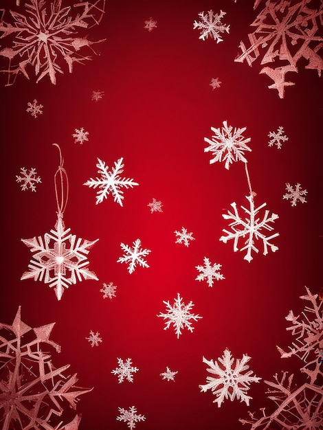 Una foto de fondo navideño con copos de nieve blancos generada por IA
