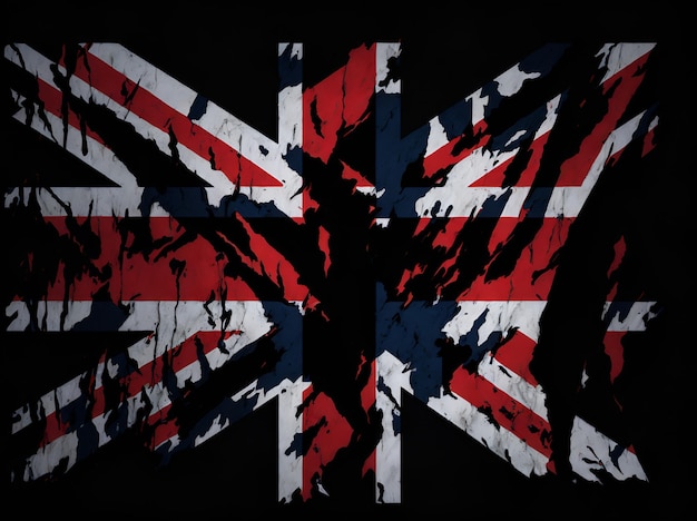 Foto de un fondo negro con una bandera británica pintada