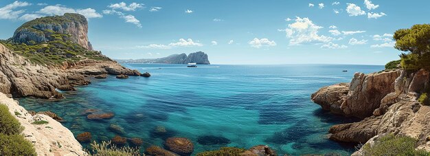 Foto de fondo de vista de playa tropical de día soleado