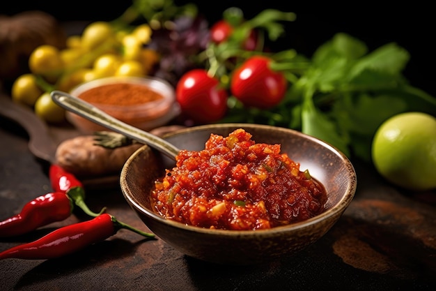 foto de fotografía de comida sambal fondo blanco aislado IA generativa