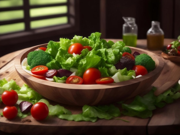 Una foto fresca y saludable de una ensalada Generativa AI Ilustración