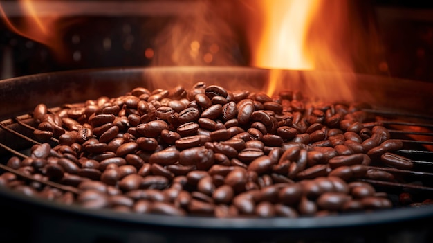 Foto una foto de frijoles en un tambor de asado en este momento