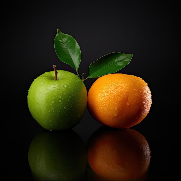 foto de una fruta fresca con fondo negro