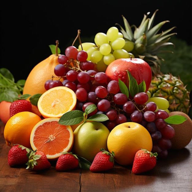 foto de fruta fresca del huerto y concepto de estilo de alimentación saludable