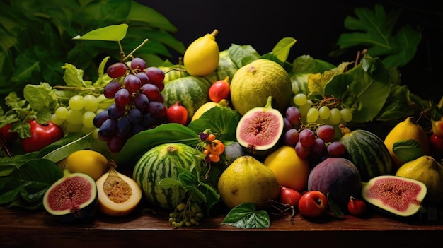 foto de fruta fresca en verano con fondo liso