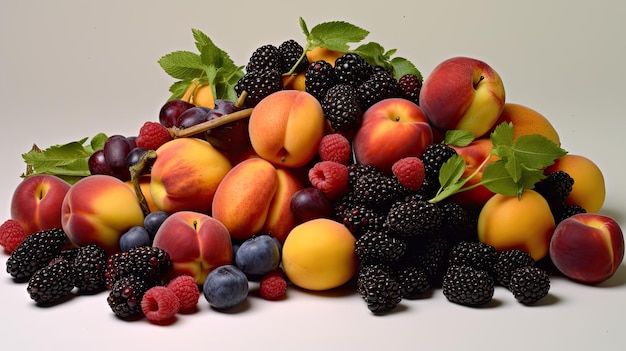 foto de fruta fresca en verano con fondo liso
