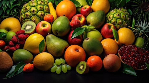 foto de fruta fresca en verano con fondo liso