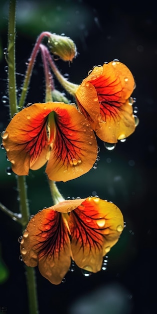 Foto für eine Postkarte Kapuzinerkresse-Blume aus nächster Nähe Das Thema Blumenzucht Generative KI